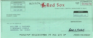 Bill Buckner 1985 Boston Red Sox Signed Payroll Check